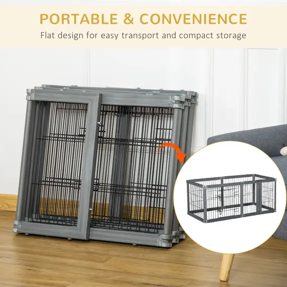 Buy Heavy Duty Pet Playpen, 6 Panels Puppy Play Whelping Pen, Foldable Steel Dog Exercise Fence, with Door, Double Locking Latches, 5 image