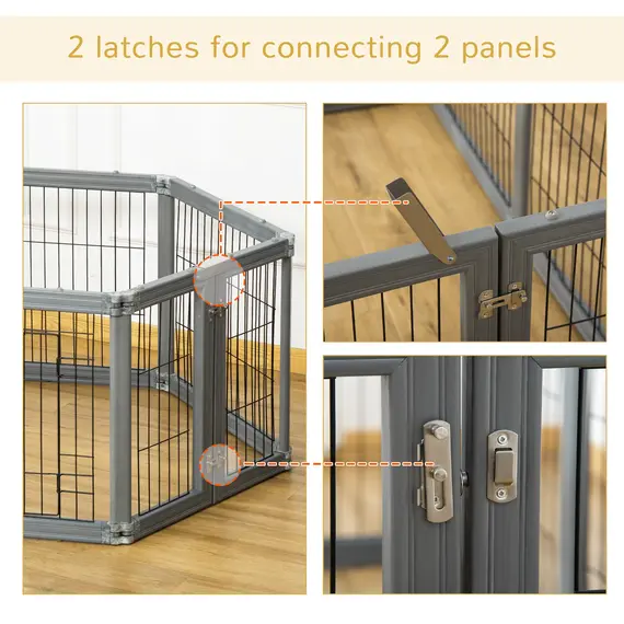 Buy Heavy Duty Pet Playpen, 6 Panels Puppy Play Whelping Pen, Foldable Steel Dog Exercise Fence, with Door, Double Locking Latches, 6 image