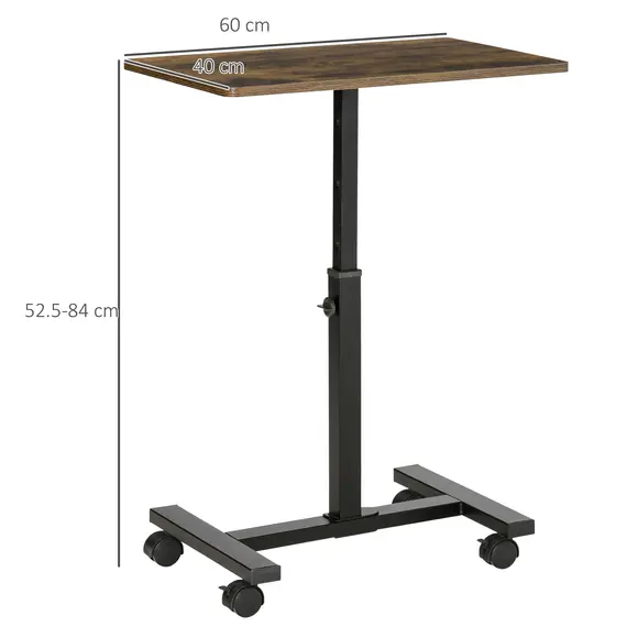 Buy Mobile Overbed Table, Rolling Laptop Stand with Wheels, Height Adjustable Sofa Side Table for Home Office, Rustic Brown, 2 image