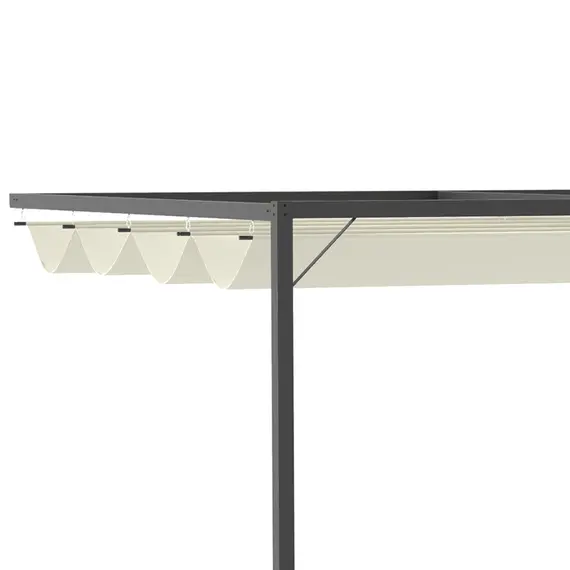 Buy Outsunny 4(m) Outdoor Pergola Retractable Canopy Wall Mounted Gazebo Patio Shelter Sun Shade, Beige, 6 image