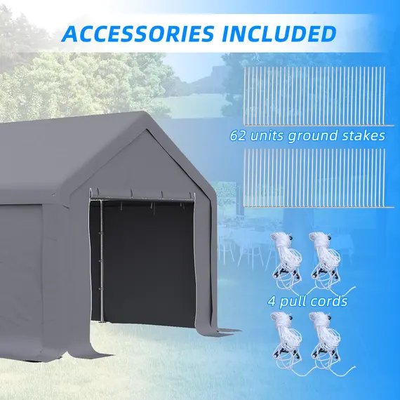 Buy Outsunny 4 x 8 m Patio Garden Party Canopy, Outdoor BBQ, Wedding, Camping Gazebo Tent, Car Canopy Shelter w/ Side Panels & Zipper Door, Dark Grey, 4 image