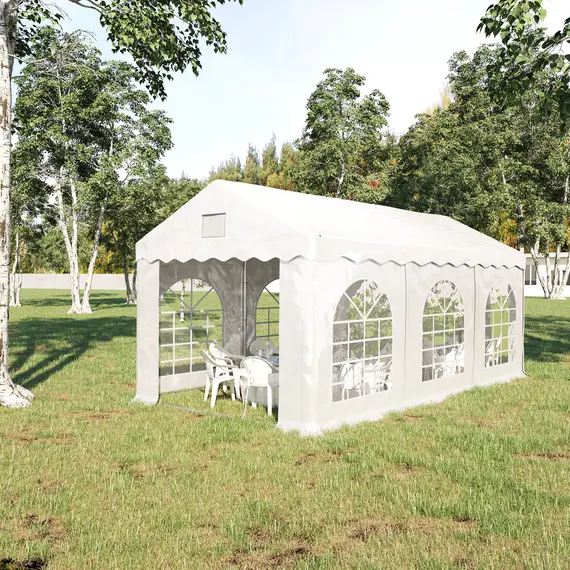 Buy Outsunny 6 x 3 m Gazebo Canopy Party Tent with 4 Removable Side Walls and Windows for Outdoor Event, White