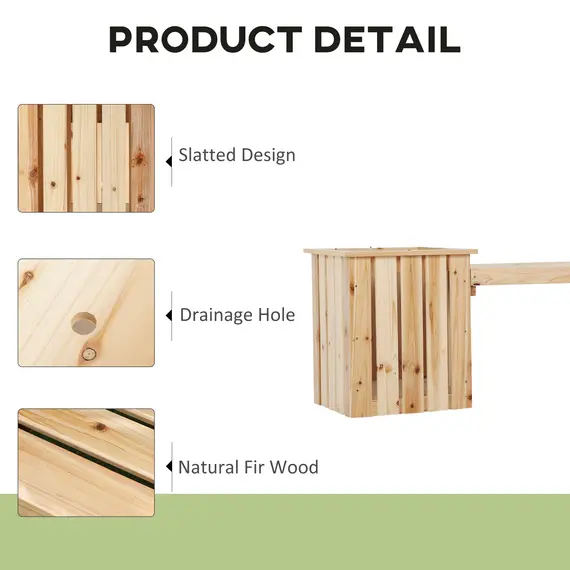 Buy Outsunny Wooden Garden Planter & Bench Combination, Planter Box with Garden Bench for Patio, Park and Deck, 192 x 43 x 50 cm, Natural, 5 image