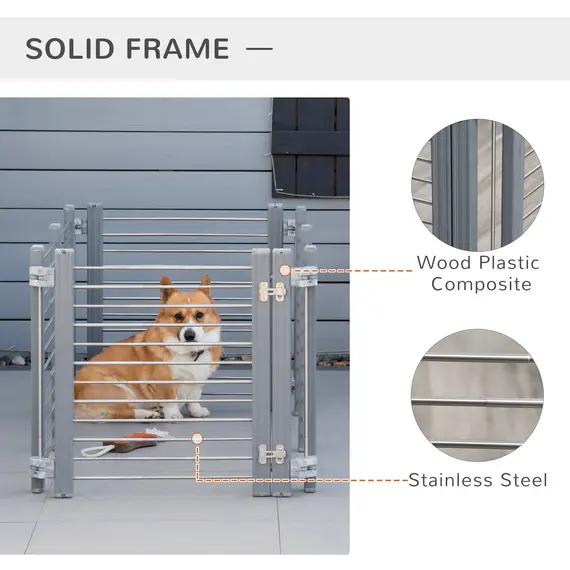 Buy PawHut Dog Pen Adjustable Puppy Playpen Foldable Fence Indoor Outdoor Run Enclosure for Small Dogs with Gate Locks 64.5 cm High, Grey, 4 image