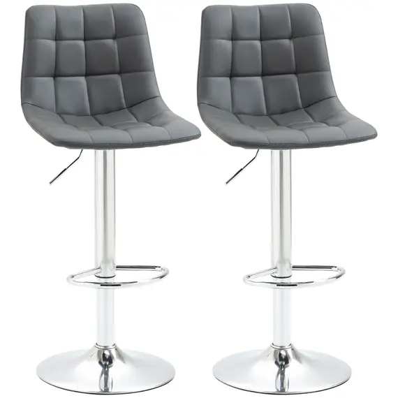 Buy Adjustable Bar Stools Set of 2, Swivel PU Leather Upholstered Barstools with Tufted Seat and Back, Breakfast Bar Chairs for Kitchen Counter, Grey