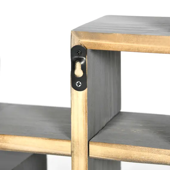 Buy Floating Shelves, Wall Mounted Interlocking Cube Shelves, Display Wall Shelf for Living Room, Bedroom, Hallways, Grey, 7 image