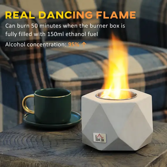 Buy Tabletop Fire Pit, Indoor Fireplace 15cm Table Top Fire Pit Bowl, Alcohol Fueled Concrete Firepit, Angular Mini Fire Bowl Balcony Decor, Grey, 4 image