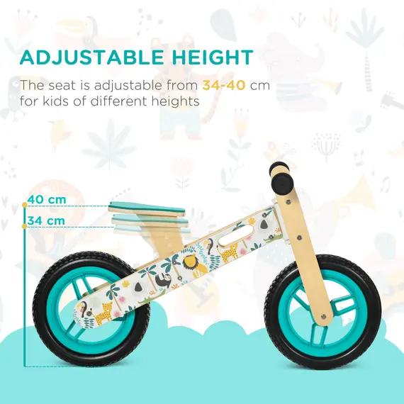 Buy Kids Balance Bike 12 Inch Wooden No Pedal Bicycle with Adjustable Seat EVA Wheels for 3-6 Years Boys Girls, White, Colour: White, 4 image