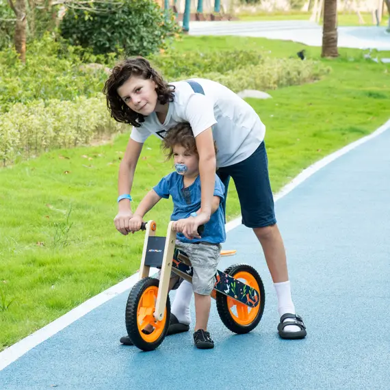 Buy Kids Balance Bike 12 Inch Wooden No Pedal Bicycle with Adjustable Seat EVA Wheels for 3-6 Years Boys Girls, Black, Colour: Black, 2 image