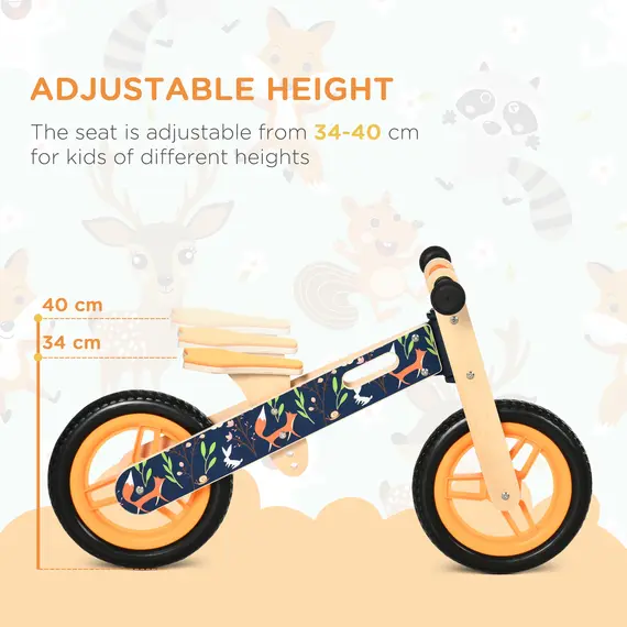 Buy Kids Balance Bike 12 Inch Wooden No Pedal Bicycle with Adjustable Seat EVA Wheels for 3-6 Years Boys Girls, Black, Colour: Black, 4 image