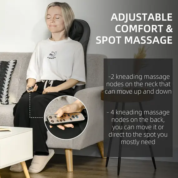 Buy Shiatsu Back Massager for Neck, Massage Chair with Deep Tissue Kneading, Heating and Remote, Massage Cushion with Vibrating Points Black, 4 image
