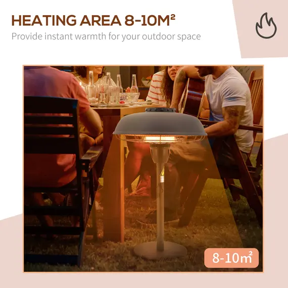 Buy Outsunny 2.1kW Table Top Patio Heater with 3 Heat Settings, Infrared Outdoor Electric Heater with Pull Switch, IP44 Rated Weather Resistance, 4 image