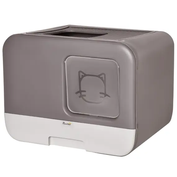 Buy Cat Litter Box Portable Pet Toilet Fully Enclosed Kitten Pan with Scoop Purple, 9 image