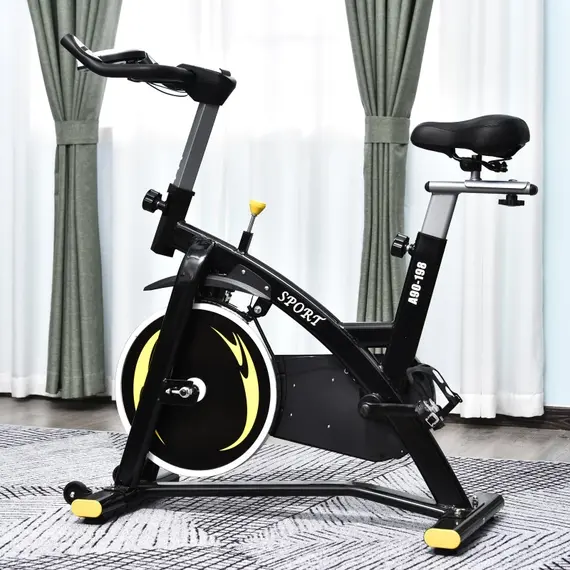 Buy HOMCOM Steel Flywheel Belt Drive Exercise Bike Black/Yellow, 10 image