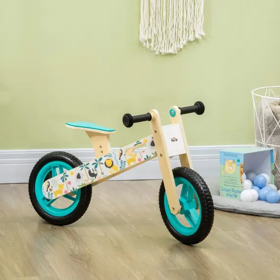 Buy Kids Balance Bike 12 Inch Wooden No Pedal Bicycle with Adjustable Seat EVA Wheels for 3-6 Years Boys Girls, White, Colour: White, 11 image
