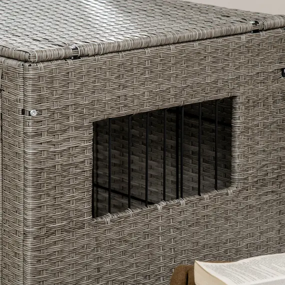 Buy PawHut Wicker Dog Cage, Dog Crate with Double Doors and Soft Washable Cushion for Medium to Large Sized Dogs, 85 x 61 x 70 cm, 9 image