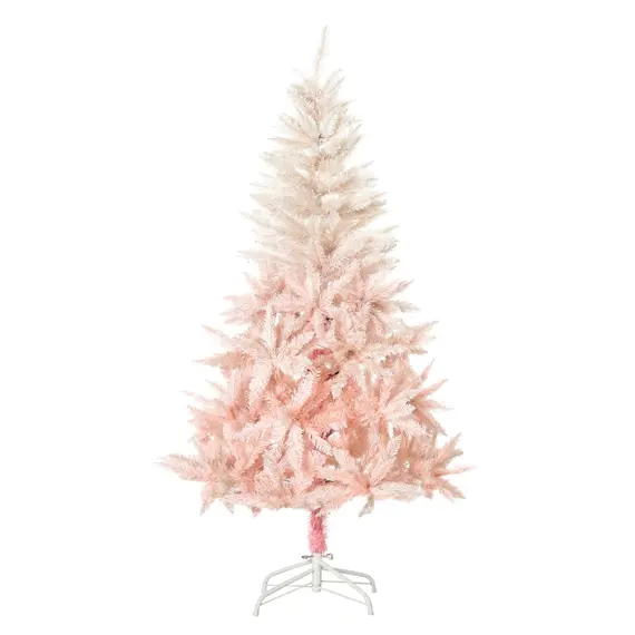 Buy 5ft Artificial Christmas Tree Holiday Home Decoration with Metal Stand, Automatic Open, White and Pink