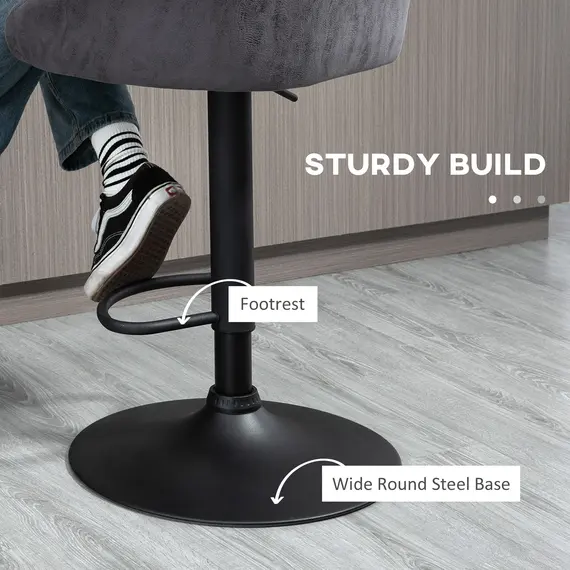 Buy HOMCOM Modern Adjustable Bar Stools Set of 2, Swivel PU Leather Breakfast Barstools with PU Leather Footrest, Armrests and Back Dark Brown, 5 image