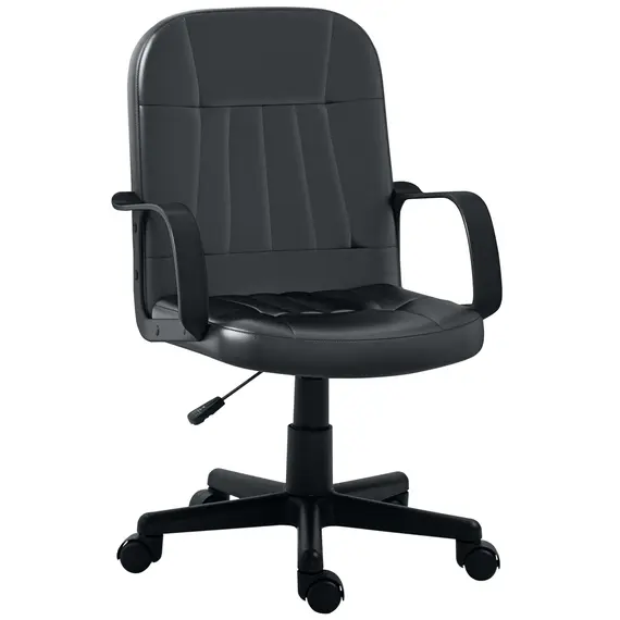 Buy Swivel Executive Office Chair, PU Leather Computer Desk Chair with Adjustable Height, Wheels, Black