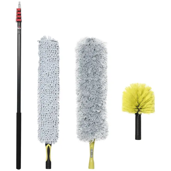 Buy Extendable Feather Duster with Telescopic Pole 7.2m/23.6ft, Microfiber Duster Cleaning Kit with Bendable Head for Cleaning High Ceiling Fans, 10 image