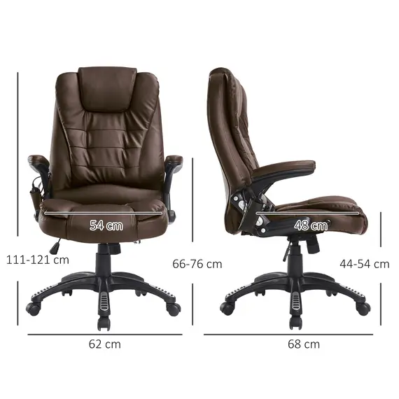Buy HOMCOM Vibrating Massage Heat Executive Home Office Chair Faux Leather Computer Swivel Recliner High Back for Adult, Brown, 2 image