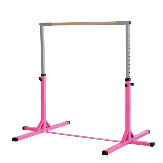 Buy Height Adjustable Gymnastics Horizontal Bar for Kids, Children Junior Kip High Bar Fitness, Pink