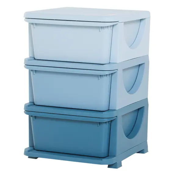 Buy Kids Storage Units with 3 Drawers 3 Tier Chest Vertical Dresser Tower Toy Organizer for Nursery Playroom Kindergarten Blue