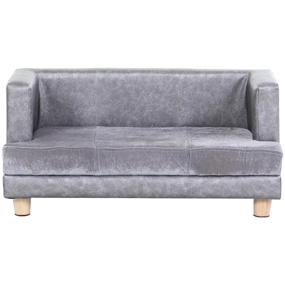 Buy PawHut PU Leather Elevated Pet Dogs Sofa Bed Grey, 8 image