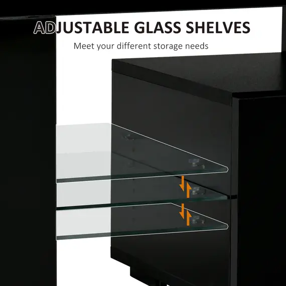 Buy HOMCOM High Gloss TV Stand Cabinet with LED RGB Lights and Remote Control for 43"/50"/55" TV, Media TV Console Table with Storage Drawer and Shelf, 3 image