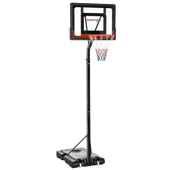 Buy 2.1-2.6m Adjustable Basketball Hoop and Basketball Stand w/ Backboard and Weighted Base, Portable on Wheels, Black