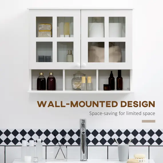 Buy Wall-Mounted Bathroom Medicine Cabinet, Modern Bathroom Cabinet with Shelves for Living Room and Entryway, White, 4 image