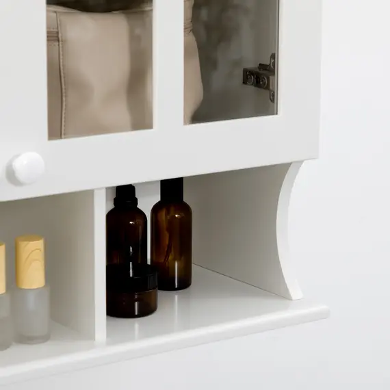 Buy Wall-Mounted Bathroom Medicine Cabinet, Modern Bathroom Cabinet with Shelves for Living Room and Entryway, White, 8 image