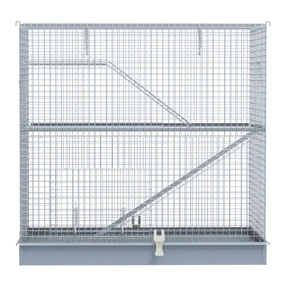 Buy 3-Level Metal Hamster Cage Small Animal Rat Rodent Pet Hutch Ferret Chinchilla Platform Feeding Habitat Easy Clip Base Ladder Grey, 7 image