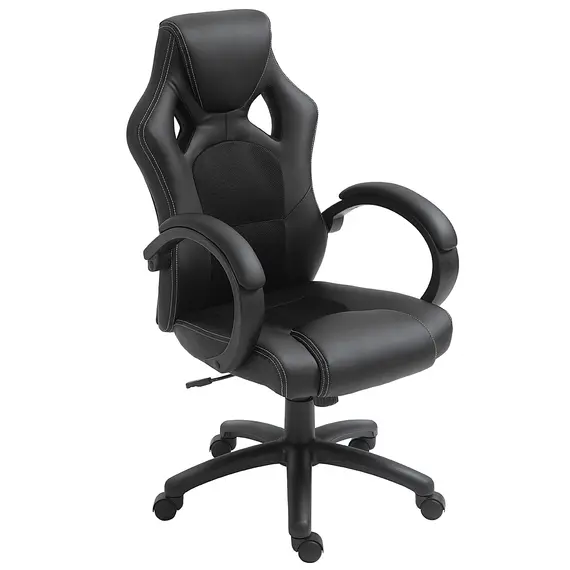 Buy Office Chair Faux Leather Swivel Computer Desk Chair for Home Office with Wheels Armrests Black
