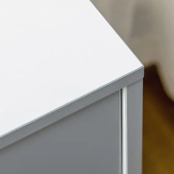 Buy HOMCOM Drawer Chest, 3-Drawer Storage Cabinet Unit with Pine Wood Legs for Bedroom, Living Room, 75cmx42cmx75cm, Grey, 7 image