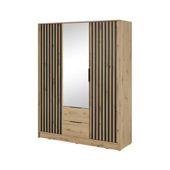 Buy Nelly Hinged Door Wardrobe 155cm [Mirror], Colour: Brown, 4 image