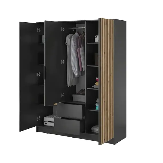 Buy Nelly Hinged Door Wardrobe 155cm [Mirror], Colour: Graphite, 5 image