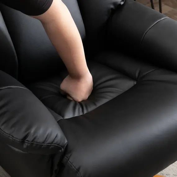 Buy HOMCOM 10-Point Massage Sofa Armchair Chair PU Leather W/ Footrest Stool Recliner Black, 7 image