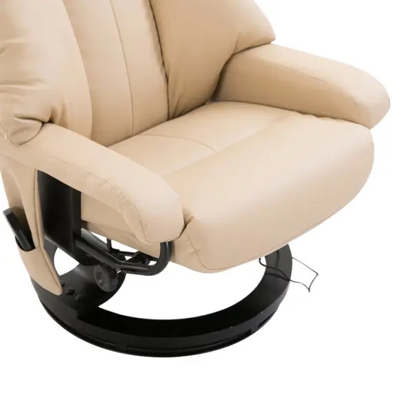 Buy HOMCOM Electric Massage Recliner Chair with Ottoman, Faux Leather Swivel Recliner with Remote Control for Living Room, Beige, 5 image