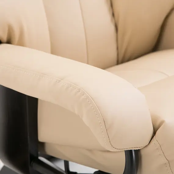 Buy HOMCOM Electric Massage Recliner Chair with Ottoman, Faux Leather Swivel Recliner with Remote Control for Living Room, Beige, 6 image