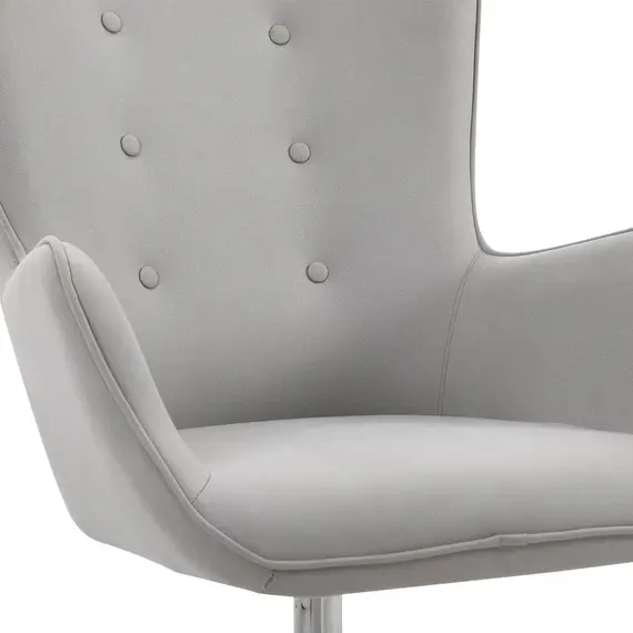 Buy HOMCOM Retro Upholstered Swivel Accent Chair Executive Tufted w/ Metal Base Padding High Back Arms Comfort Style Seating 74L x 71W x 106H - Grey, 8 image