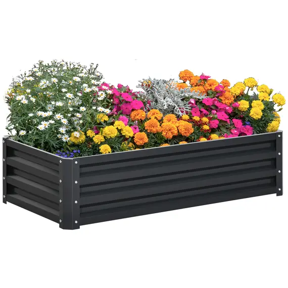 Buy Raised Beds for Garden, Galvanized Outdoor Planters, for Herbs and Vegetables, Use for Patio, Backyard, Balcony, Grey