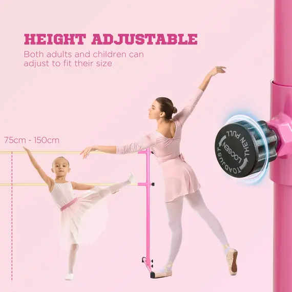 Buy Freestanding Ballet Barre, Height Adjustable Ballet Bar with Non-slip Feet, for Home or Studio, Dance and Training Stretching, 3 image