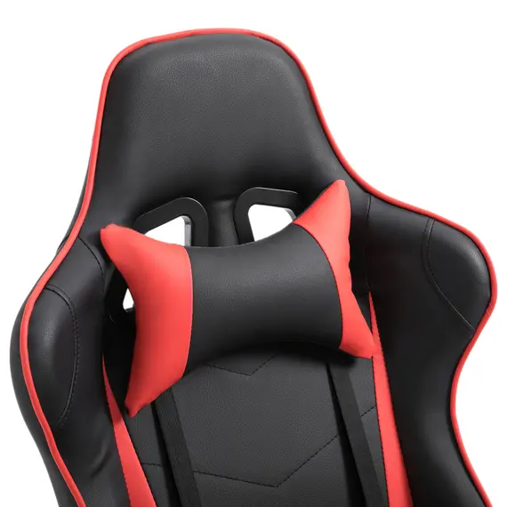 Buy HOMCOM High-Back Gaming Chair Swivel Home Office Computer Racing Gamer Recliner Chair Faux Leather with Footrest, Wheels, Red Black, 7 image