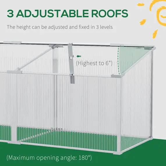 Buy Outdoor Greenhouse Polycarbonate Grow House Flower Vegetable Plants Raised Bed Garden Aluminium Cold Frame 180 x 51 x 51 cm, 3 image