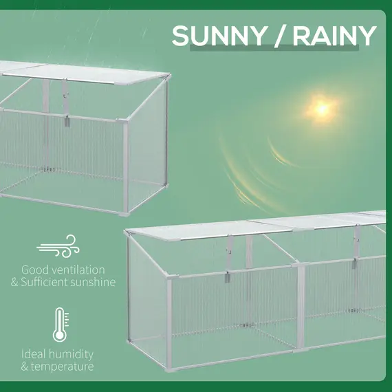 Buy Outdoor Greenhouse Polycarbonate Grow House Flower Vegetable Plants Raised Bed Garden Aluminium Cold Frame 180 x 51 x 51 cm, 5 image