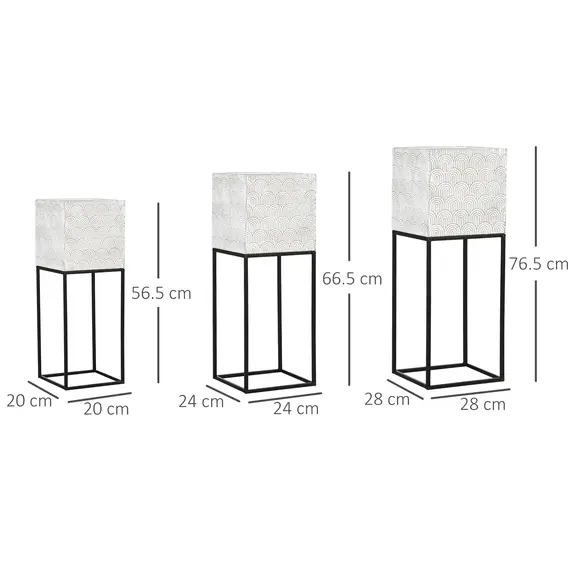 Buy Metal Plant Stand Set of 3 with Legs, Decorative Square Planters with Stands Flower Pot Holders for Living Room, Bedroom, 2 image