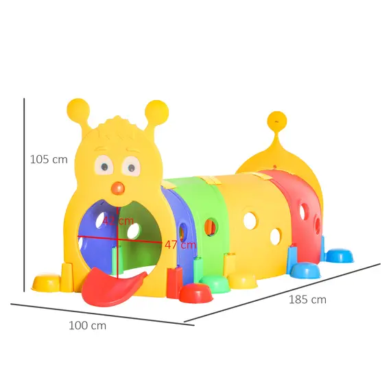 Buy Outsunny Play Tunnel, Caterpillar Tunnel for Kids Climb, Toddler Play Structure for Ages 3-6 Years, Indoor, Outdoor, Multi-coloured, 2 image