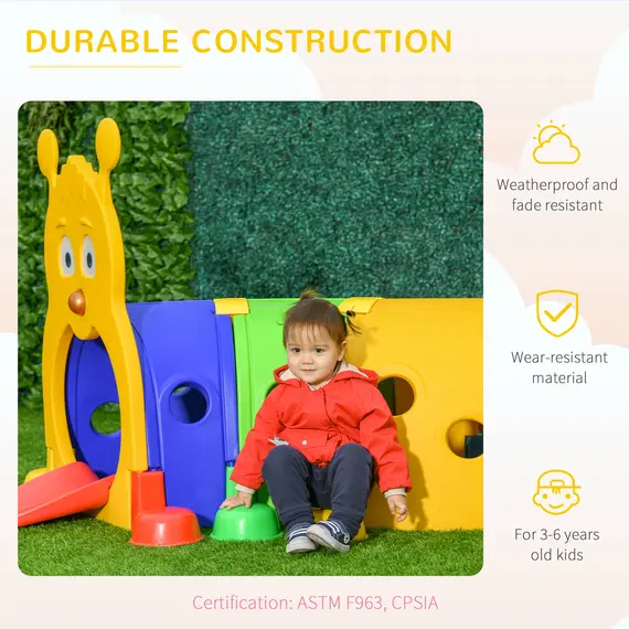 Buy Outsunny Play Tunnel, Caterpillar Tunnel for Kids Climb, Toddler Play Structure for Ages 3-6 Years, Indoor, Outdoor, Multi-coloured, 4 image