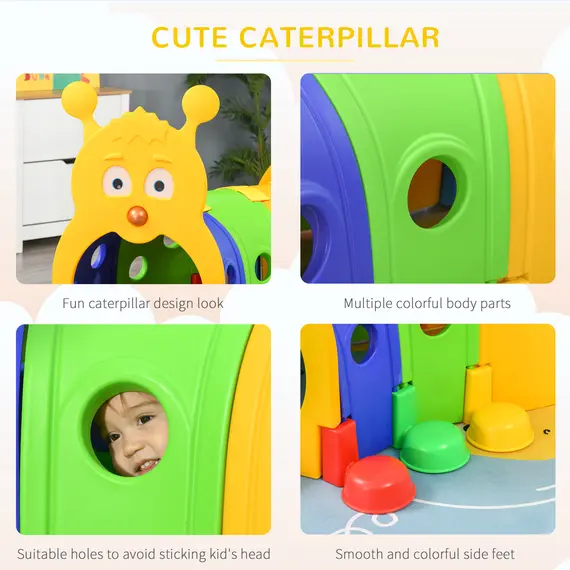 Buy Outsunny Play Tunnel, Caterpillar Tunnel for Kids Climb, Toddler Play Structure for Ages 3-6 Years, Indoor, Outdoor, Multi-coloured, 5 image